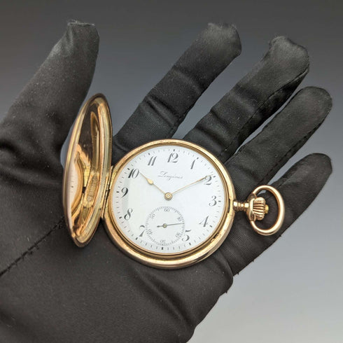 1913年頃 アンティーク ロンジン 懐中時計 金張りハンターケース Cal19.74N 動作良好