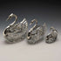 1972 British Vintage Swan Shape Sterling Silver & Cut Glass Accessory Case Large Medium Small Set of 3