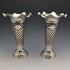 1906 British Antique Sterling Silver Large Vase Pair Cobalt Inner