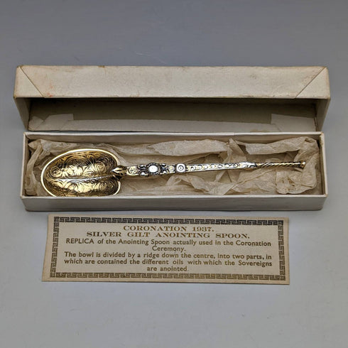 1936 British Vintage Pure Silver Annoting Spoon Mayes Mills