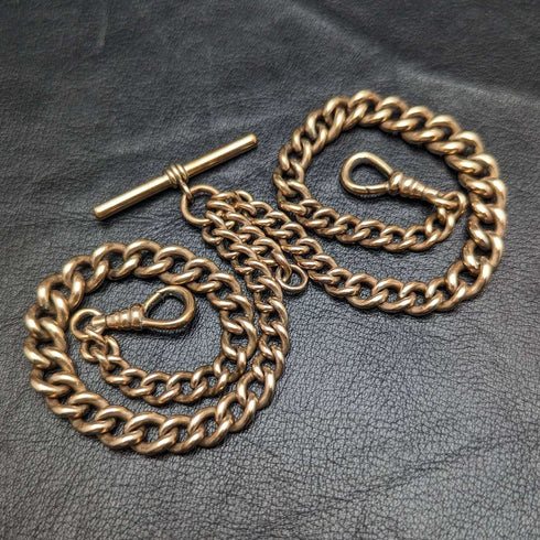 Cadena Albert doble de oro laminado, antigüedad británica, 46g, sin dije