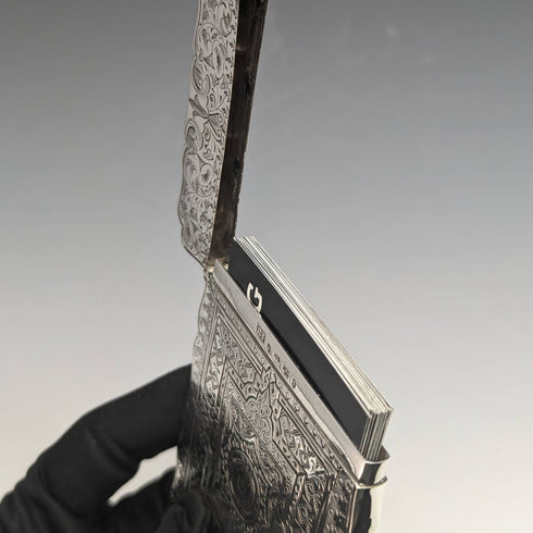 1867 British antique sterling silver card case Robert Thornton