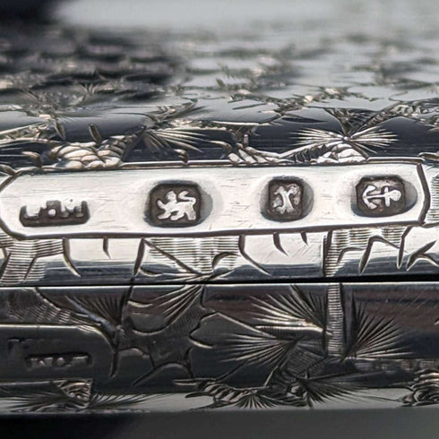 1897 British Antique Sterling Silver Card Case Double Door Frederick Marson