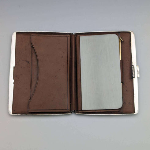 1897 British Antique Sterling Silver Card Case Double Door Frederick Marson