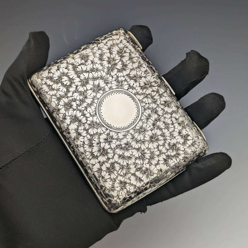 1897 British Antique Sterling Silver Card Case Double Door Frederick Marson