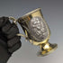 1867 British Antique Sterling Silver Gold Decorated Floral Engraving Mug 150g