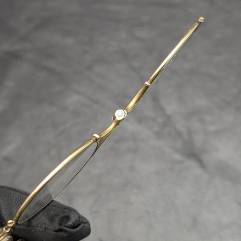 米国アンティーク 純銀ゴールドメッキ 携帯用折りたたみ式眼鏡 ロニエット