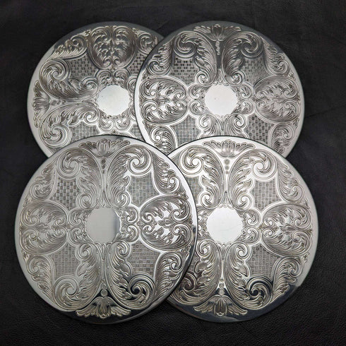 British Vintage Silver Plated Table Mat Set of 4 Paper Boxed