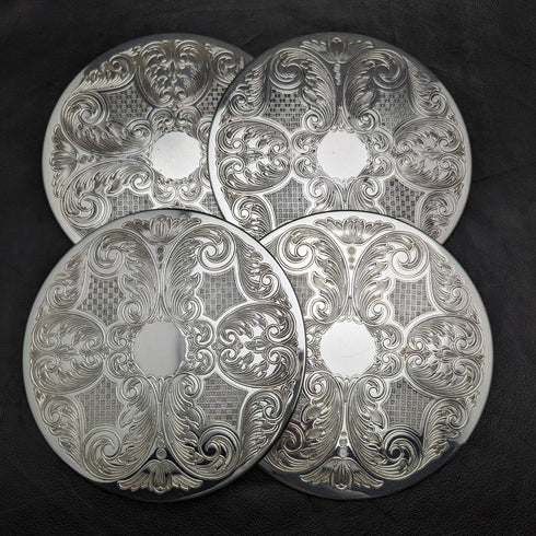 英国ヴィンテージ シルバープレート製 テーブルマット 4枚セット 紙箱入り