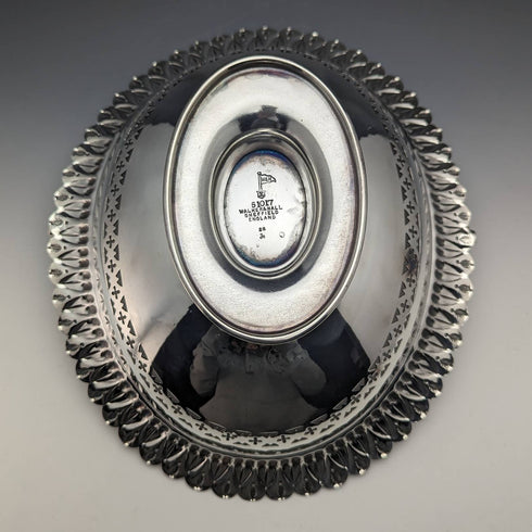 1902 年英國古董銀盤大籃子 Walker and Hall