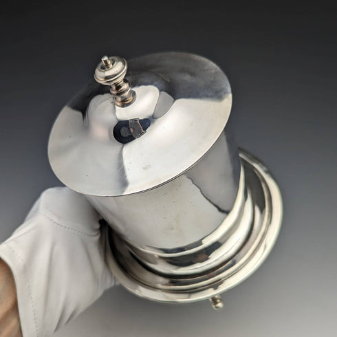 英国アンティーク シルバープレート製 ビスケットバレル Henry Atkin