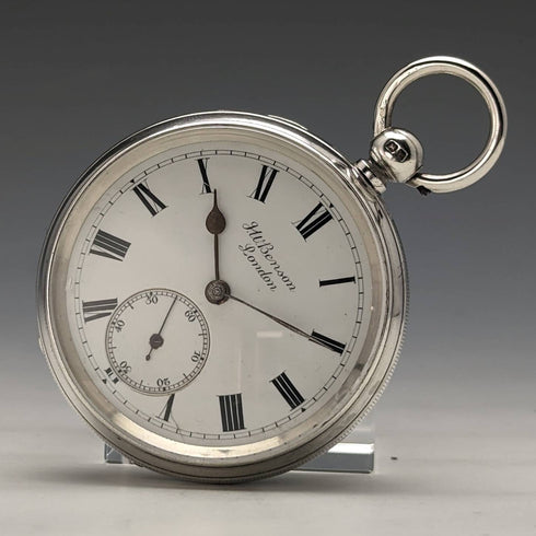 1898 British antique Benson LUDGATE silver side key winding pocket watch works well