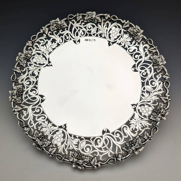 1950 British Vintage Sterling Silver Tazza Diameter 27cm 641g Viner's