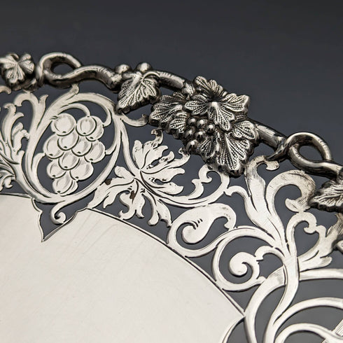 1950年 英国ヴィンテージ 純銀製タッツァ 直径27cm 641g Viner's