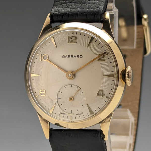1955 British vintage Garrard K9 solid gold case gentleman's watch works well in box