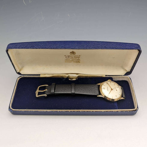 1955 英國復古 Garrard K9 純金錶殼紳士手錶原裝盒內完好