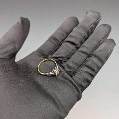British vintage accessories 18K gold ring 0.25ct diamond HL Brown