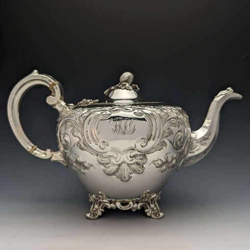 1840 年代英國古董鍍銀茶壺 654 克 Roberts and Hall