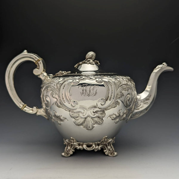 1840s British Antique Silver Plated Teapot 654g Roberts and Hall
