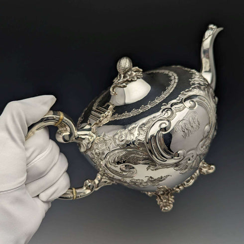 1840 年代英國古董鍍銀茶壺 654 克 Roberts and Hall