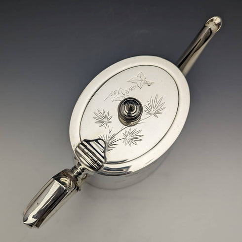 1870年代 英国アンティーク シルバープレート製 ドラム型ティーポット 669g