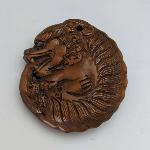 Japanese vintage dragon wooden netsuke