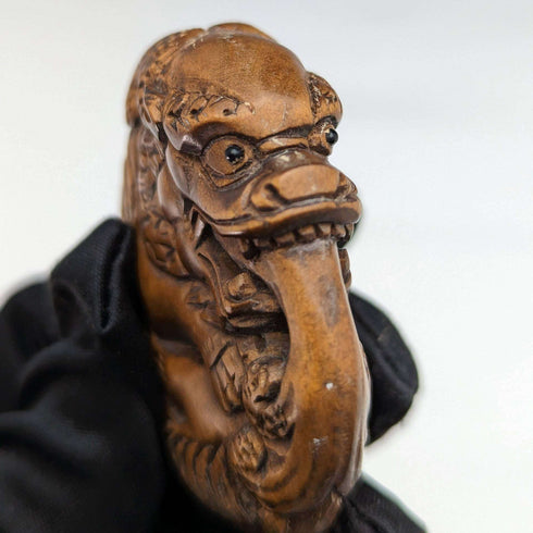 Japanese vintage dragon wooden netsuke