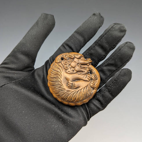 Japanese vintage dragon wooden netsuke