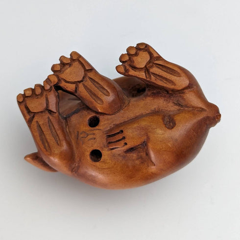 日本ヴィンテージ うさぎの親子 木製 根付