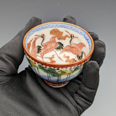 日本アンティーク 明治期 九谷焼 ぐい呑み