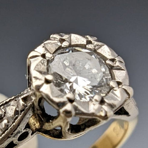 英国ヴィンテージアクセサリー 18金製リング 0.25ctダイヤモンド H L Brown