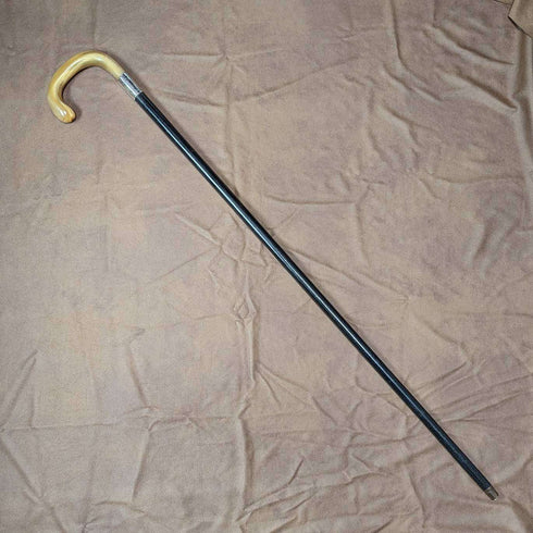 1919 British Antique Gentleman's Walking Stick with Curved Horn Handle 91cm