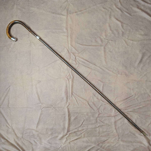 1912 British Antique Gentleman's Lightweight Walking Stick with Curved Handle 91cm