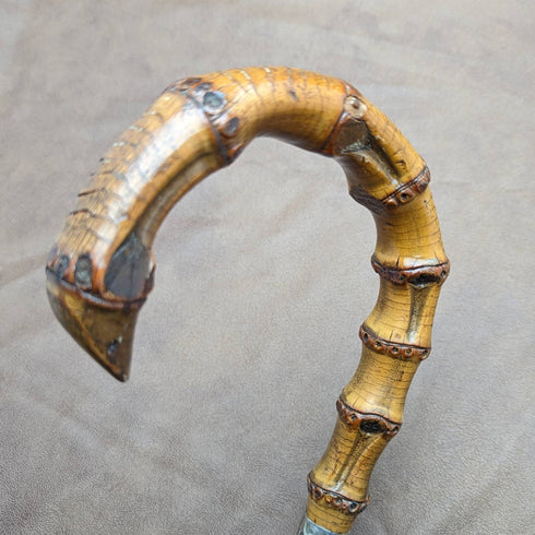 1909年 英国アンティーク 紳士用ステッキ 杖 極太バンブーシャフト 84cm