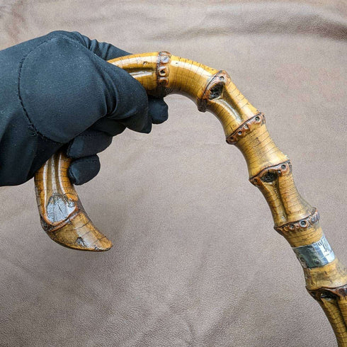 1909 British Antique Men's Walking Stick Thick Bamboo Shaft 84cm