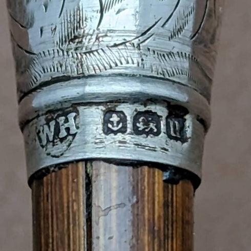 1919年 英国アンティーク レディース用ステッキ 杖 純銀製 丸ハンドル 82cm