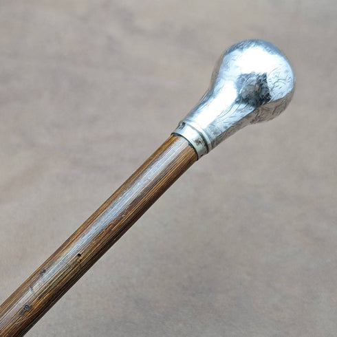 1919年 英国アンティーク レディース用ステッキ 杖 純銀製 丸ハンドル 82cm