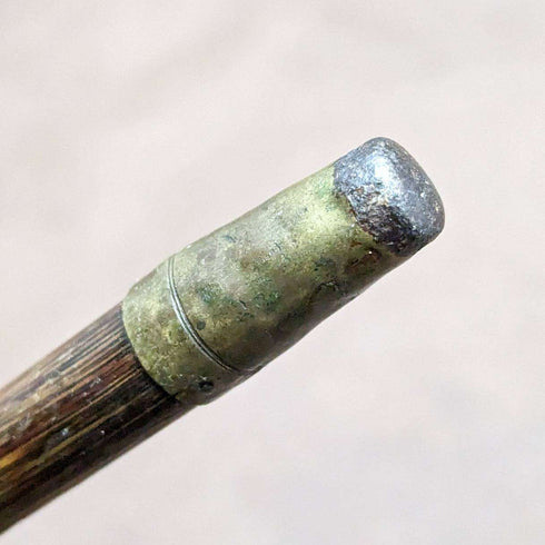1919 British antique ladies walking stick, sterling silver, round handle, 82cm