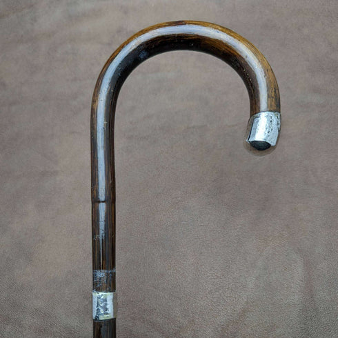 1912 British Antique Gentleman's Lightweight Walking Stick with Curved Handle 91cm