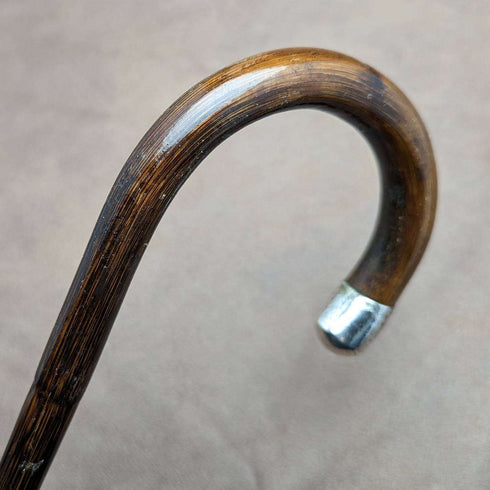 1912 British Antique Gentleman's Lightweight Walking Stick with Curved Handle 91cm