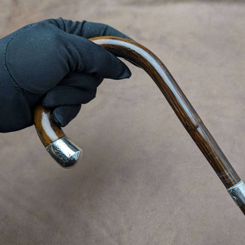 1912 British Antique Gentleman's Lightweight Walking Stick with Curved Handle 91cm