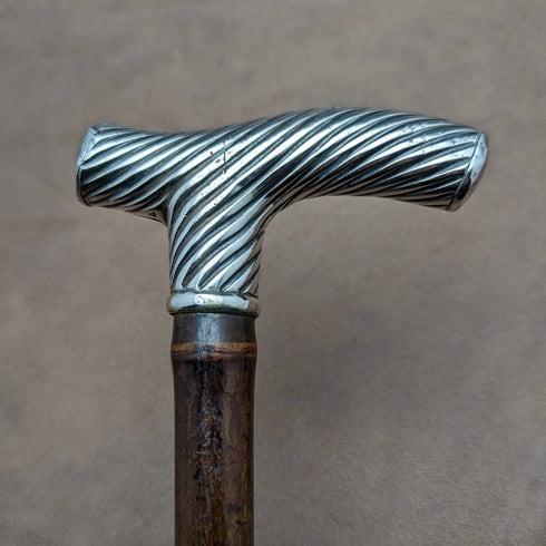 1890年 英国アンティーク 紳士用ステッキ 杖 純銀ダービーハンドル 92cm