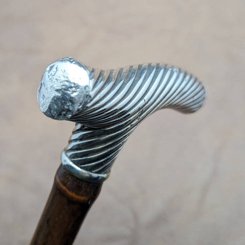 1890年 英国アンティーク 紳士用ステッキ 杖 純銀ダービーハンドル 92cm