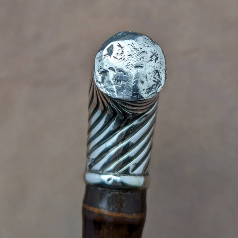 1890年 英国アンティーク 紳士用ステッキ 杖 純銀ダービーハンドル 92cm