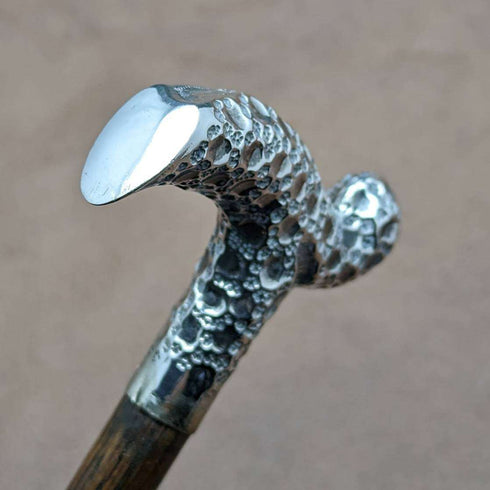 1902 British Antique Ladies Cane Cane Sterling Silver Derby Handle 82cm