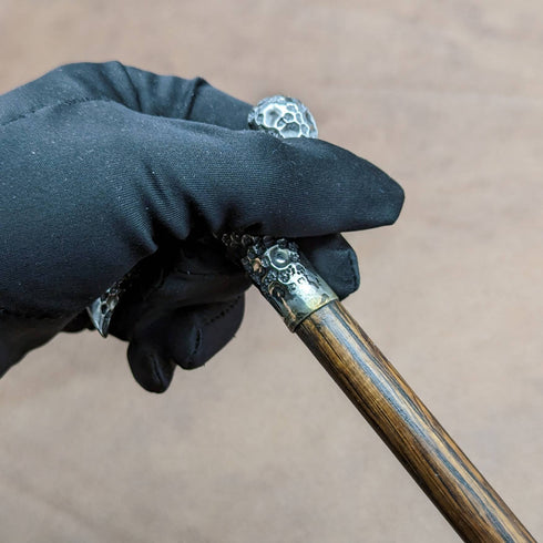 1902 British Antique Ladies Cane Cane Sterling Silver Derby Handle 82cm