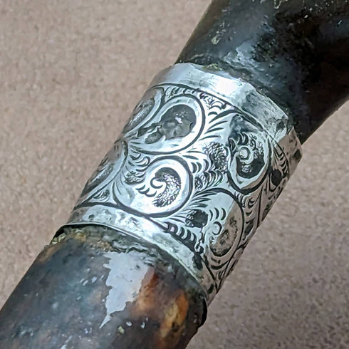 1901 British Antique Men's Walking Stick Horn L-handle 81cm