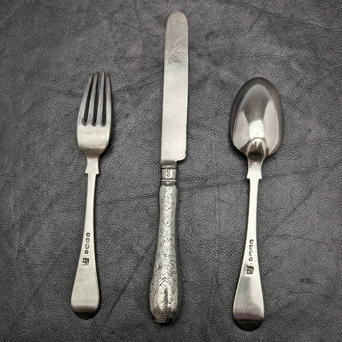 1870年頃 英国アンティーク 純銀製クリスニングカトラリーセット BOX入り MAPPIN BROTHERS