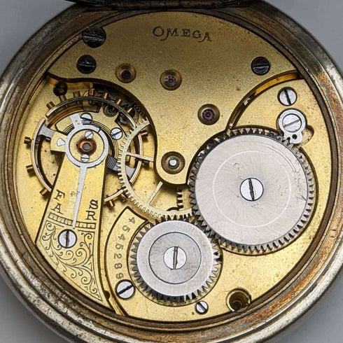1910年頃 アンティーク オメガ 懐中時計 シルバープレートケース 動作良好