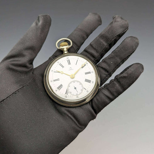 1910年頃 アンティーク オメガ 懐中時計 シルバープレートケース 動作良好